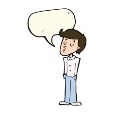 cartoon calm man with speech bubble N8