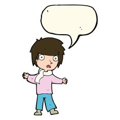 cartoon unhappy boy with speech bubble N44
