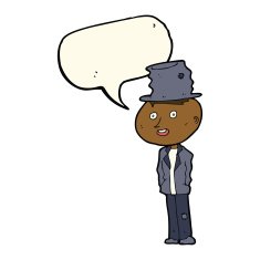 cartoon funny hobo man with speech bubble N7