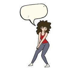 cartoon woman posing with speech bubble N21