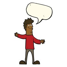 cartoon happy man with speech bubble N359