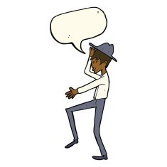cartoon fashionable man with speech bubble N7