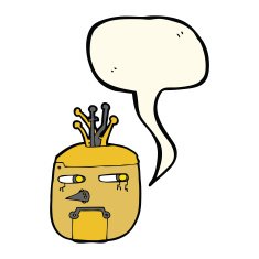 cartoon robot head with speech bubble N48