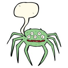 cartoon halloween spider with speech bubble N8