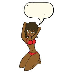 cartoon sexy woman posing with speech bubble N8