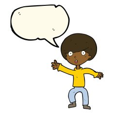 cartoon panicking boy with speech bubble N7