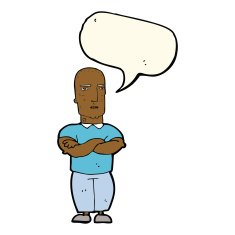 cartoon annoyed bald man with speech bubble N7