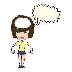 cartoon woman with idea speech bubble N195