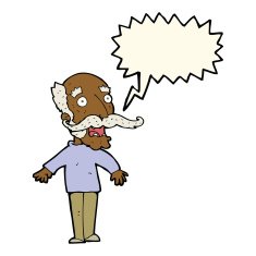 cartoon old man gasping in surprise with speech bubble N8