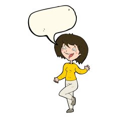 cartoon laughing woman with speech bubble N8