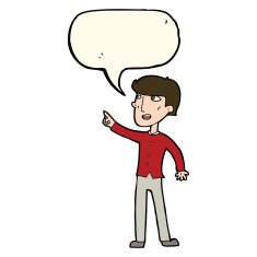 cartoon man pointing with speech bubble N156