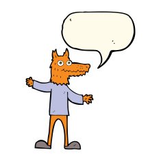 cartoon fox man with speech bubble N41