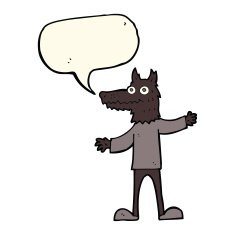 cartoon wolf man with speech bubble N36