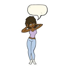 cartoon pretty woman with speech bubble N216