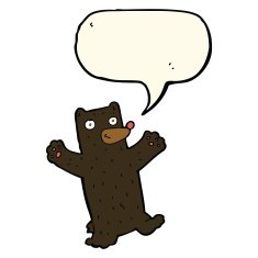 cartoon black bear with speech bubble N54