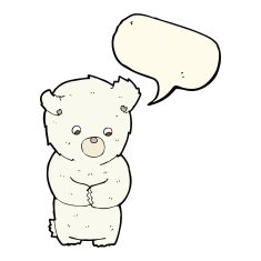 cute cartoon polar bear with speech bubble N59