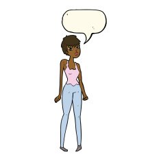 cartoon pretty woman with speech bubble N218