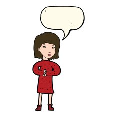 cartoon calm woman with speech bubble N7