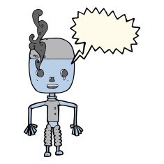 cartoon robot with speech bubble N143