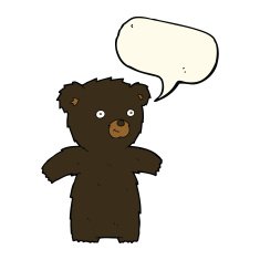 cute cartoon black bear with speech bubble N59