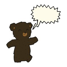 cute cartoon black bear with speech bubble N60