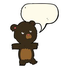 cartoon cute black bear with speech bubble N54