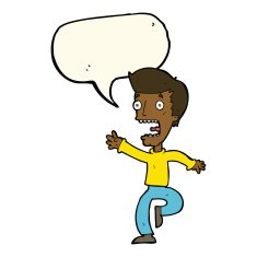 cartoon terrified man with speech bubble N168