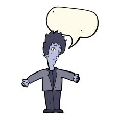 cartoon vampire man with speech bubble N93