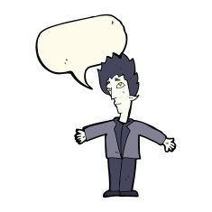 cartoon vampire man with speech bubble N94
