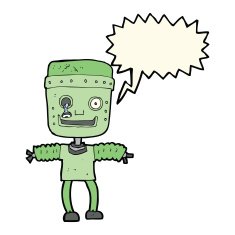 cartoon robot with speech bubble N147