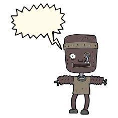 cartoon robot with speech bubble N148
