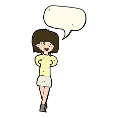 cartoon happy woman with speech bubble N199