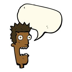 cartoon shocked man's face with speech bubble N6