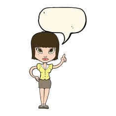 cartoon pretty girl with idea speech bubble N23