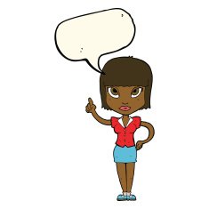 cartoon pretty girl with idea speech bubble N24