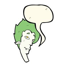 cartoon vampire head with speech bubble N32