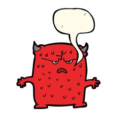 cartoon little alien with speech bubble N7