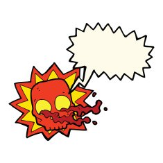 cartoon halloween skull symbol with speech bubble N4