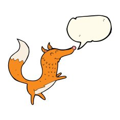 cartoon happy fox with speech bubble N8