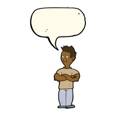 cartoon man with crossed arms speech bubble N24