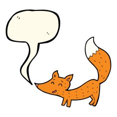 cartoon little fox with speech bubble N27