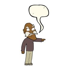 cartoon furious old man with speech bubble N8