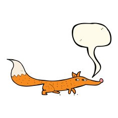 cartoon little fox with speech bubble N29