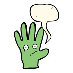 cartoon hand with eyes speech bubble N4