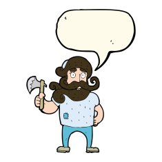 cartoon lumberjack with axe speech bubble N6