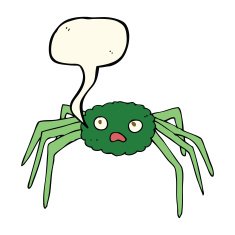cartoon spider with speech bubble N15