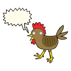 funny cartoon chicken with speech bubble N7