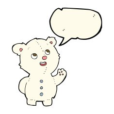 cartoon cute polar bear cub with speech bubble N20