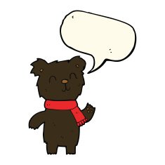 cartoon cute black bear cub with speech bubble N23