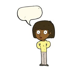 cartoon staring woman with speech bubble N39
